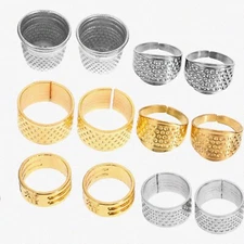 QuiltGuard 12pc Sewing Thimble Set - Metal Shield Rings for Knitting & Quilting