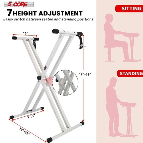 5 Core Keyboard Stand Dual X Shape Adjustable Foldable Key Board Pianos Stands - 第 2/8 張圖片