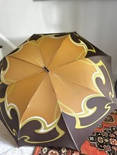 Vintage Knirps Umbrella Orange Olive Brown Graphic