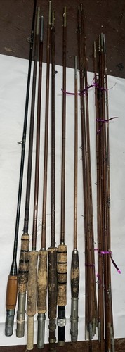 8 VINTAGE SPIN RODS, SOUTH BEND,&MORE! 18 TIPS, WOOD, BAMBOO