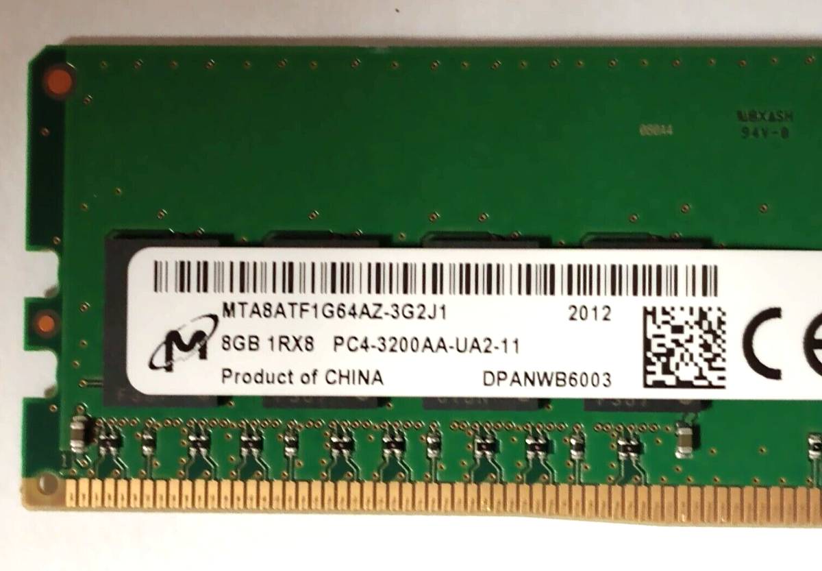 MTA8ATF1G64AZ-3G2J1 Micron 8GB DDR4 Non ECC PC4-25600 3200MHz 1Rx8