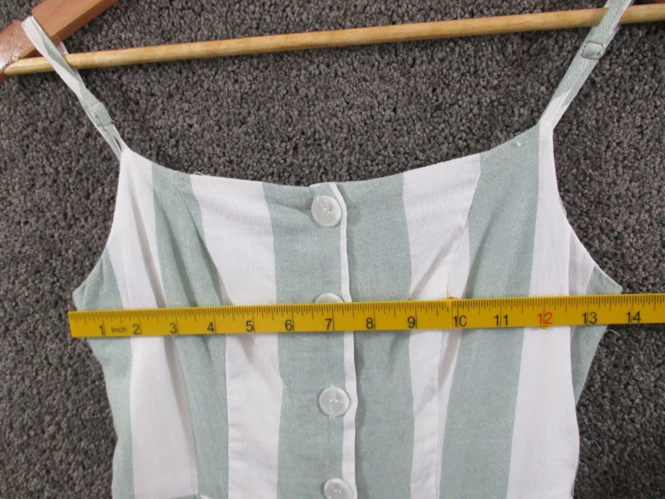 Vestido Vaina Lino Lux 8 Sin Mangas Rayas Botón Frontal Algodón Largo Foto 4 de 4