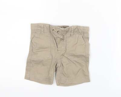 Kürbis Aufnäher Jungen beige Baumwolle zugeschnittene Hose Größe 12-18 Monate Kordelzug