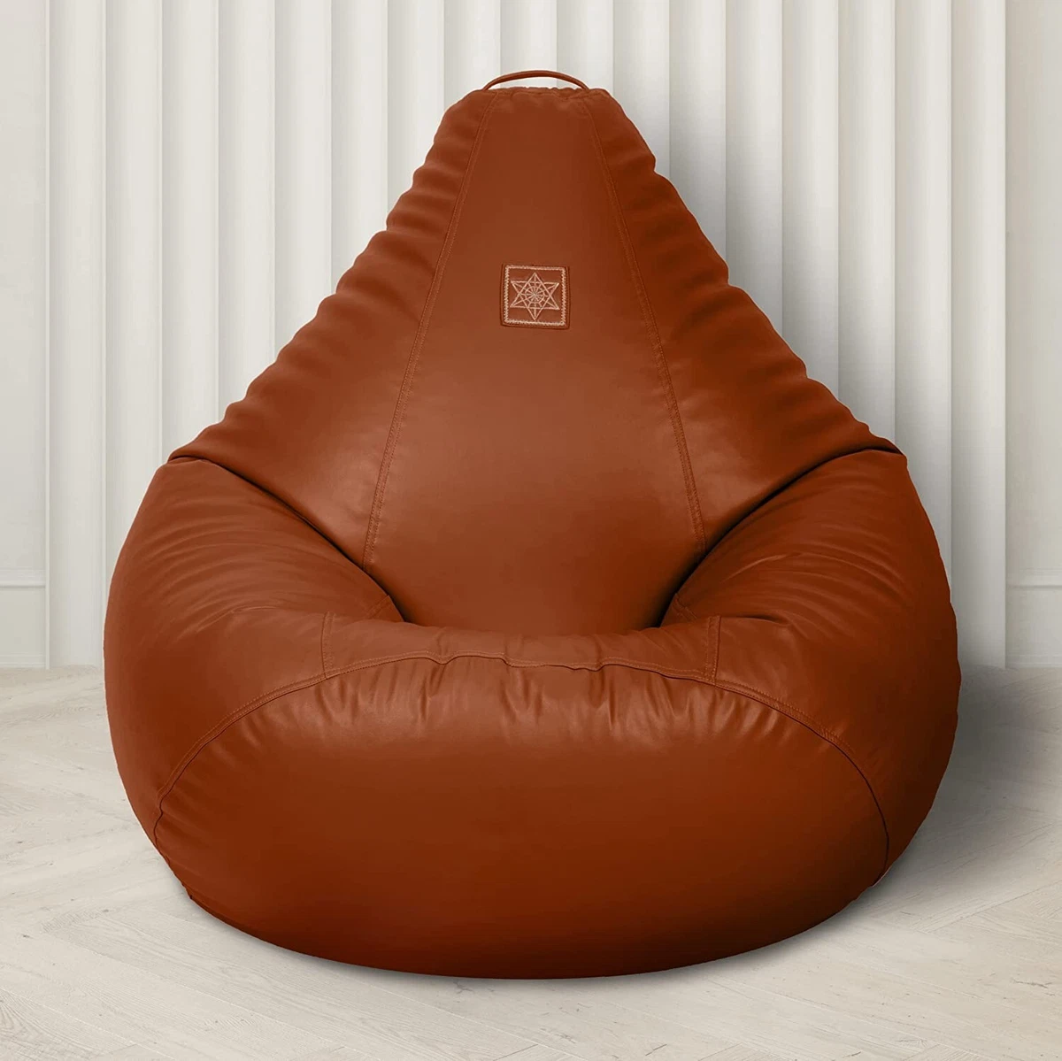 Brown faux leather bean bag outlet