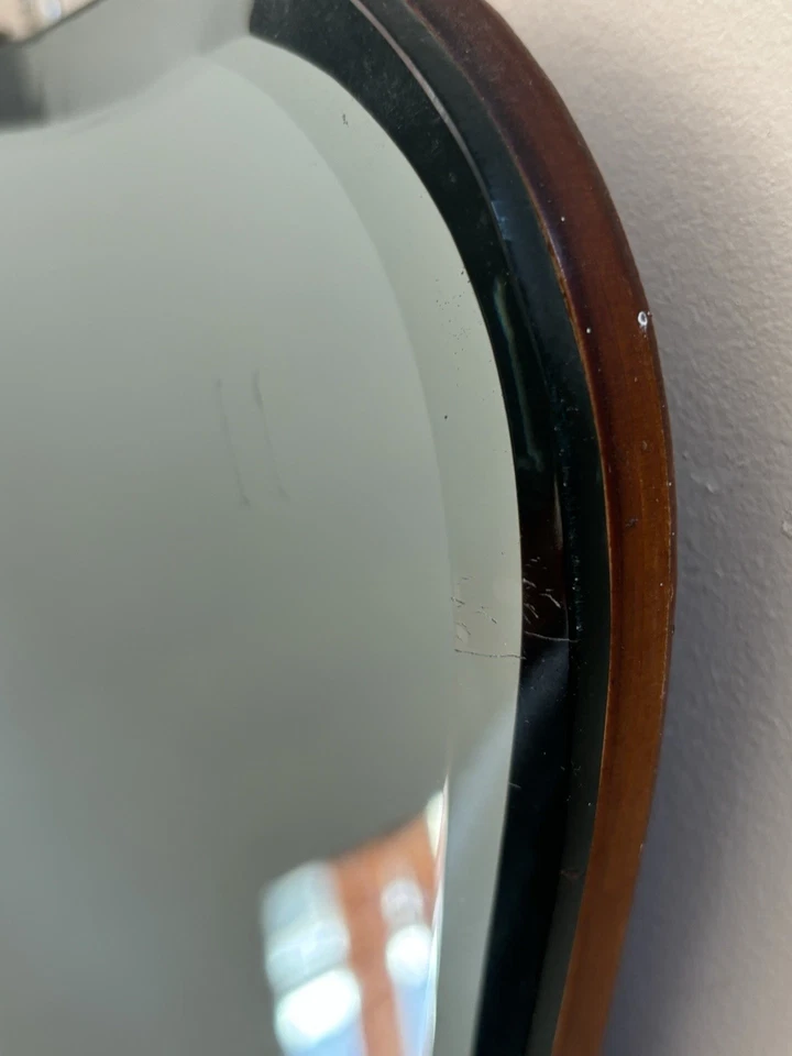 Vintage Wall Mirror with Chain, Vintage Frameless Mirror - Image 4 of 4