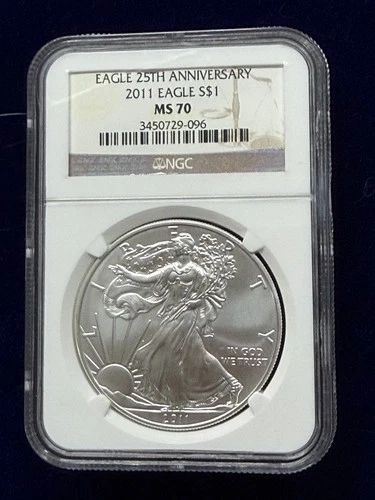 2011 American Silver Eagle NGC MS70 Brown Label 25th Anniversary