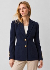 Lauren Ralph Lauren Navy Wool Blend Gold Button Career Blazer Jacket Size 4