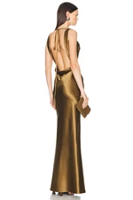 Mirror Palais Plunging Back Cowl Dress in Olive Green Formal Party XS NWT $1495