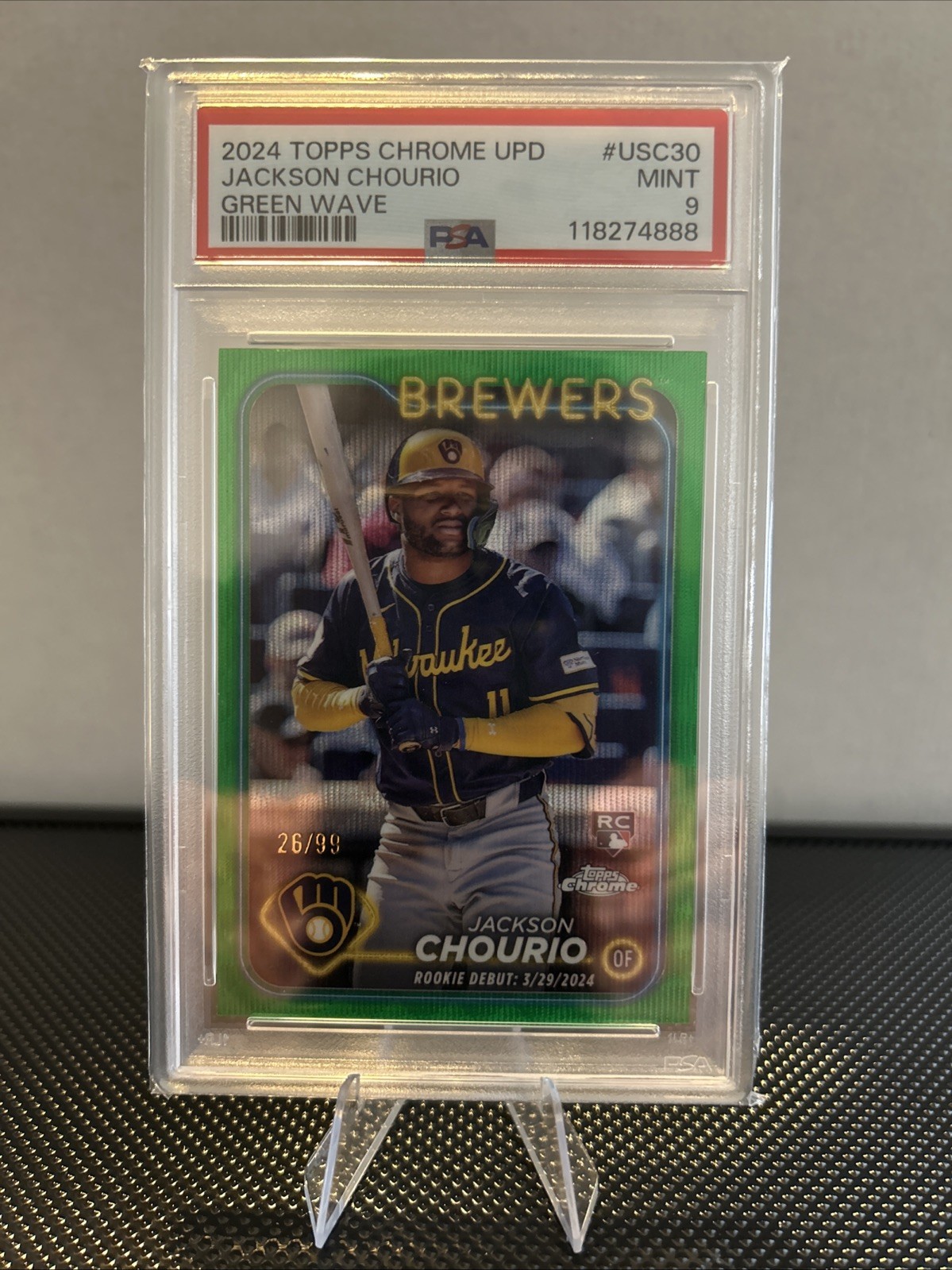 2024 Topps Chrome Update - Jackson Chourio #USC30 Green Wave Refractor /99 (RC)