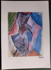 Picasso Litografia Su Carta 42x29.7 Cm Firma In Lastra 199 Ex.