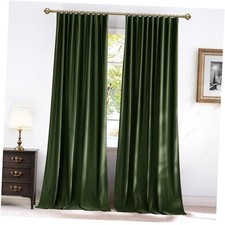 Velvet Blackout Curtains 84" Long, 52" 52"W x 84"L Pack of 2 Olive Green