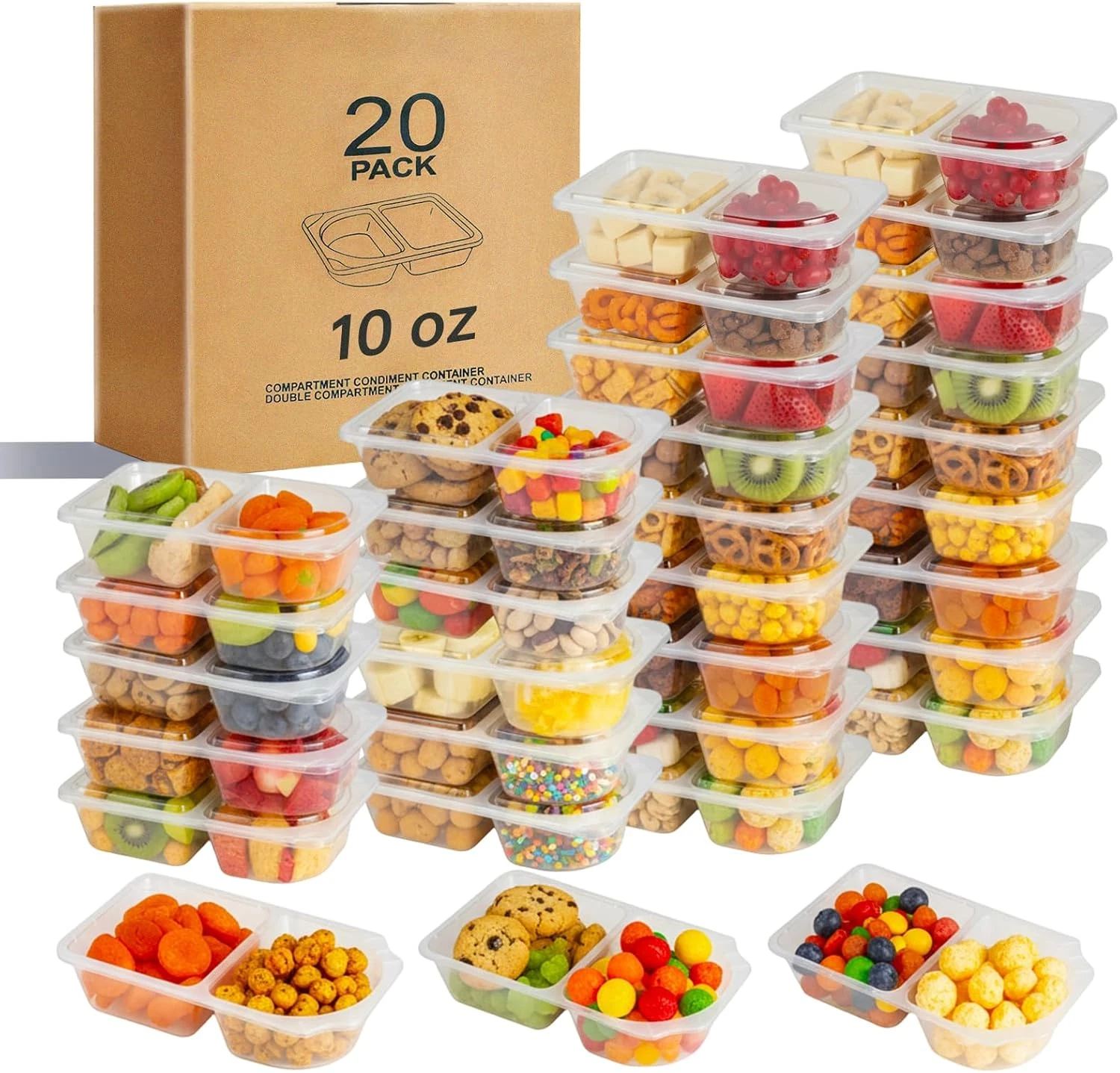 Reusable Snack Containers with Lids, Snack Containers, 20-Pack Snack Pack Contai