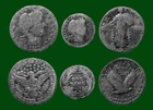 3 Junk Silver Coins Barber Quarter 1914 Dime 1916 1929 Standing Liberty Quarter