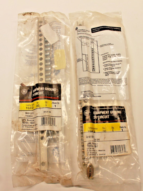 (2) GE TGK24 Equipment Ground 24 Circuit Bar Kit