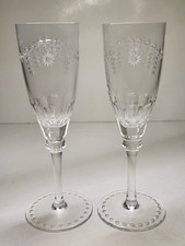 Pair Of WILLIAM YEOWARD Crystal Elizabeth Champagne Flutes 8.25" Glasses Set 2