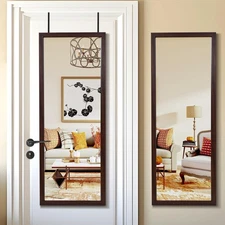 Door Mirror 18"x51"Sleek Frame Floor Mirror Full Length Over The Door Dressin...