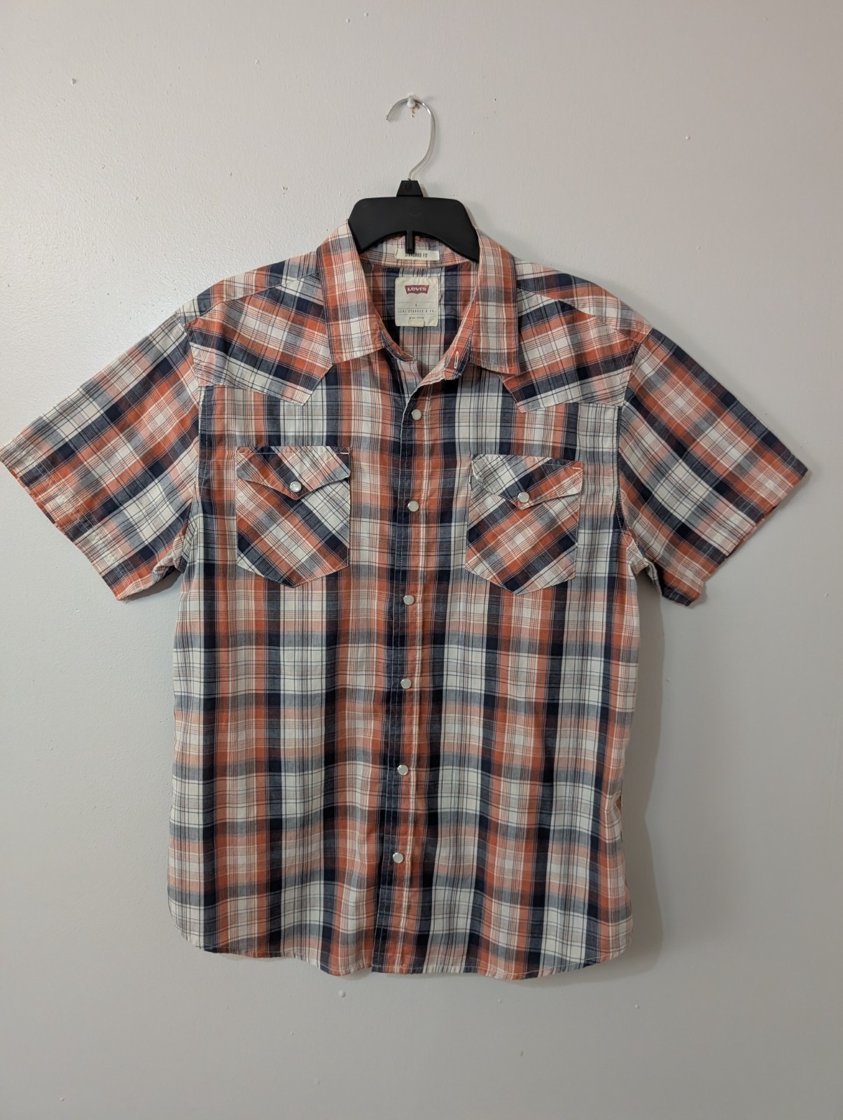 Men's Levi's Western Pearl Snap Up Plaid Men's Size Large