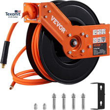 Retractable Air Hose Reel, 3/8 in X 50 FT Hybrid Air Hose Max 300PSI, Air Compre