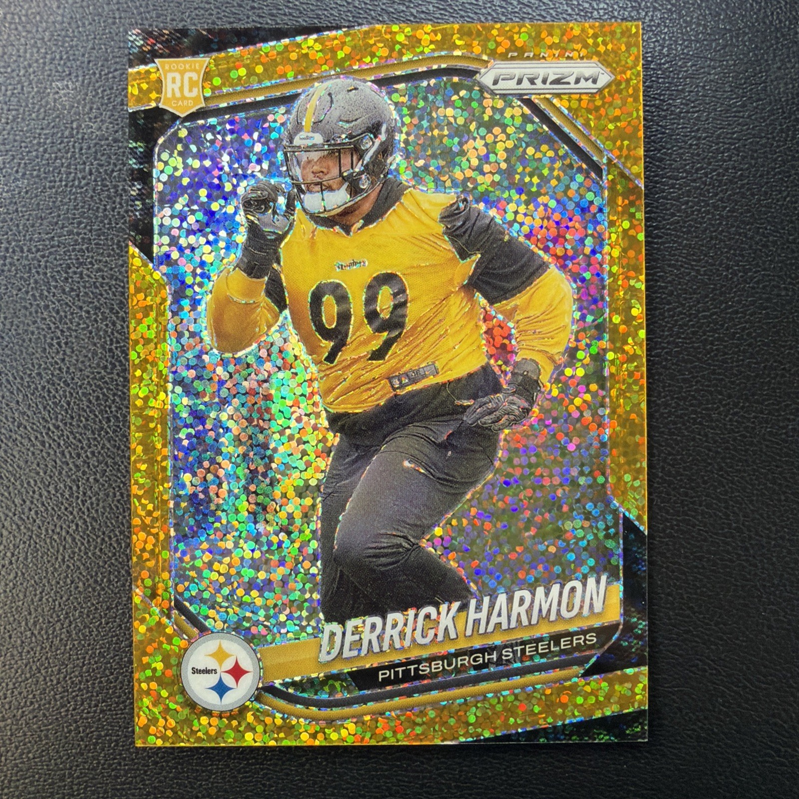 2025 PRIZM DERRICK HARMON #368 GOLD SPARKLE RC /24 PITTSBURGH STEELERS