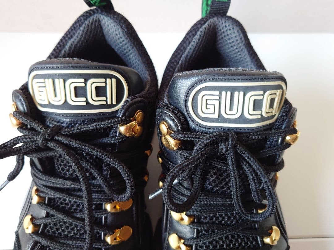 Auth Gucci Leather Black Flashtrek Low cut Sneakers Logo EU35 US5 UK2 Women thumbnail 20