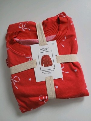 American Eagle Bows & Hearts Pajama Set Size XXL 2XL