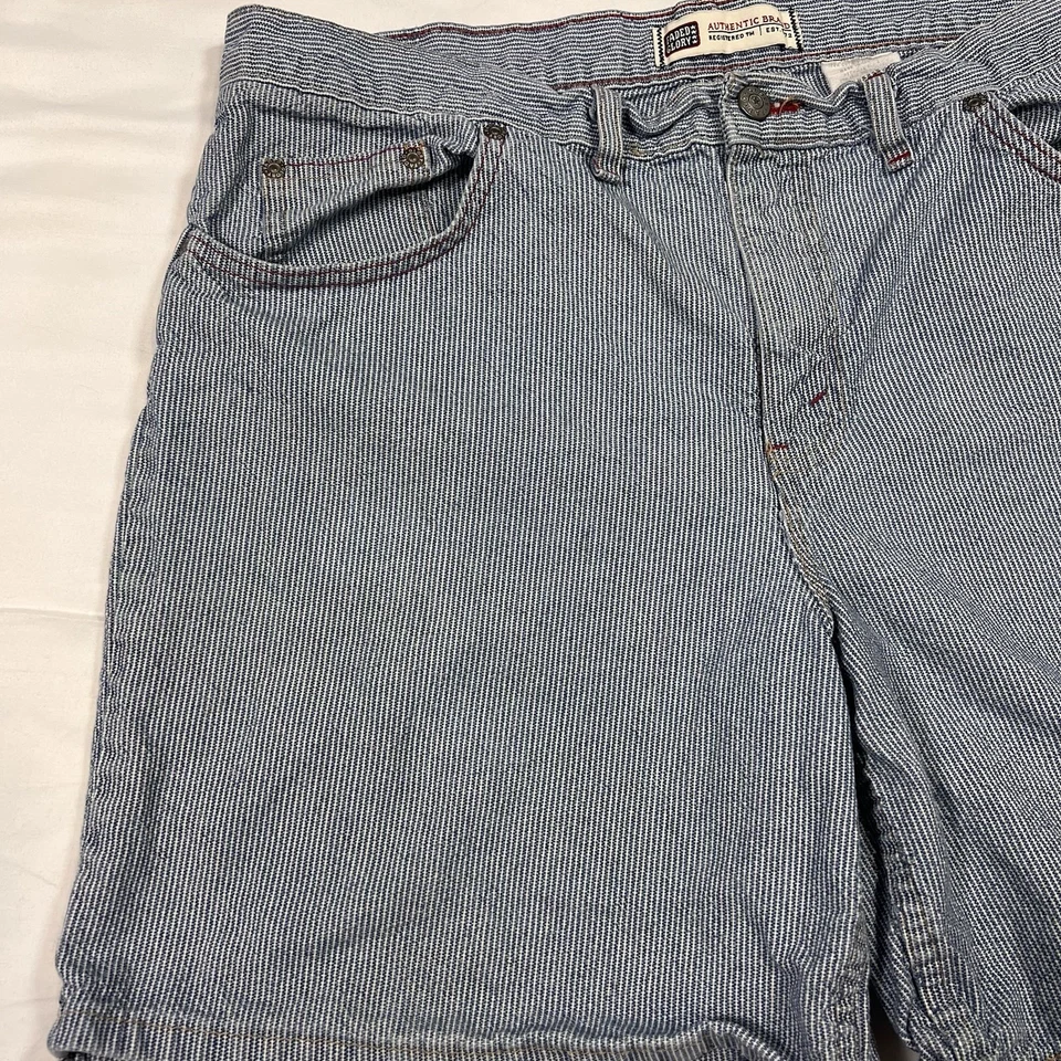 Pantalones Cortos Denim Glory Desteñidos Para Mujer Talla 14 Azul Nogal Rayas Algodón EE. UU. De Colección Foto 2 de 4