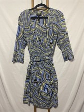 Laundry by Shelli Segal Green & Blue Geometric Print Wrap Dress Size Medium