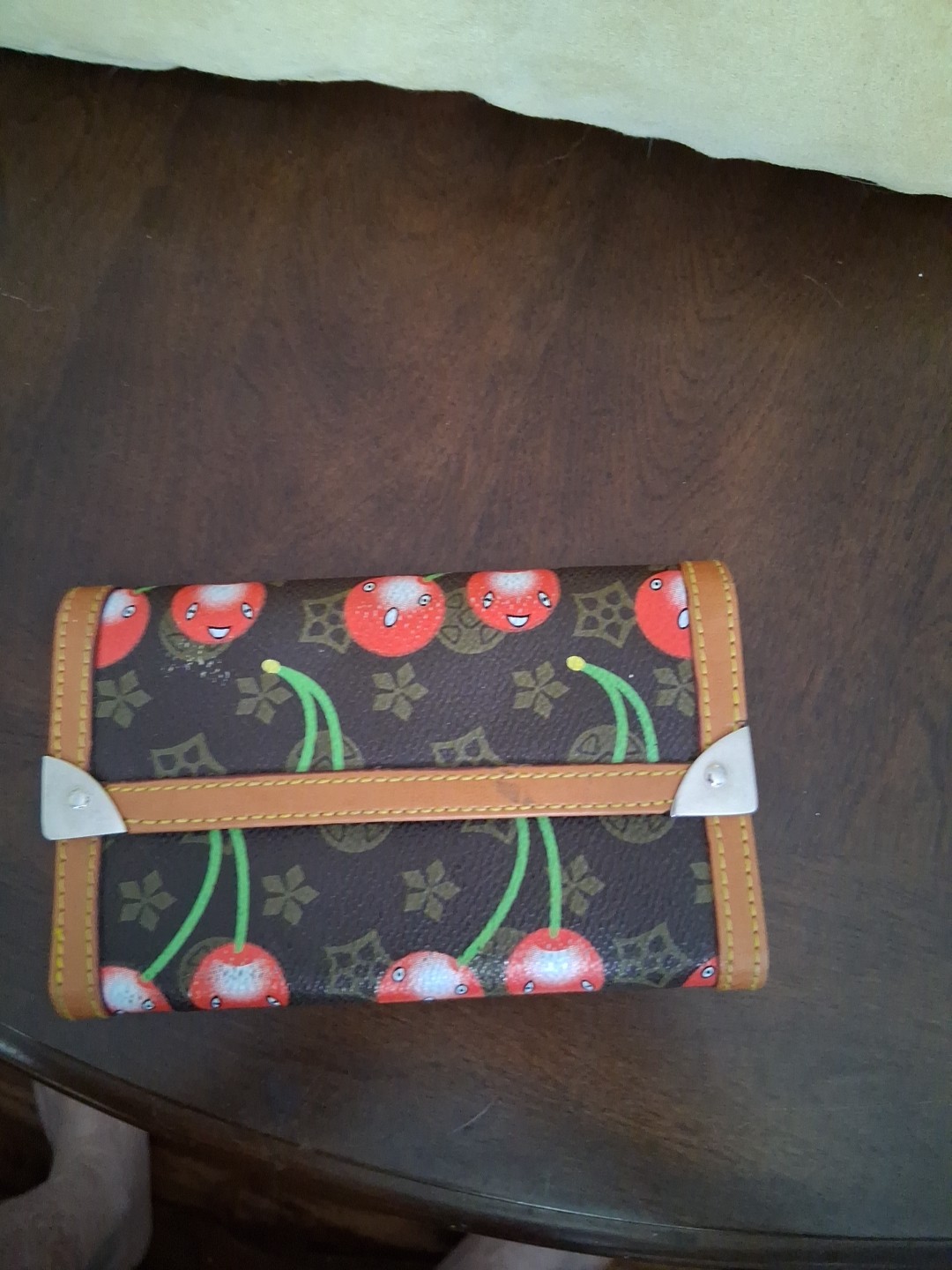 Cherry Pattern  Brown Wallet Bifold - image 3