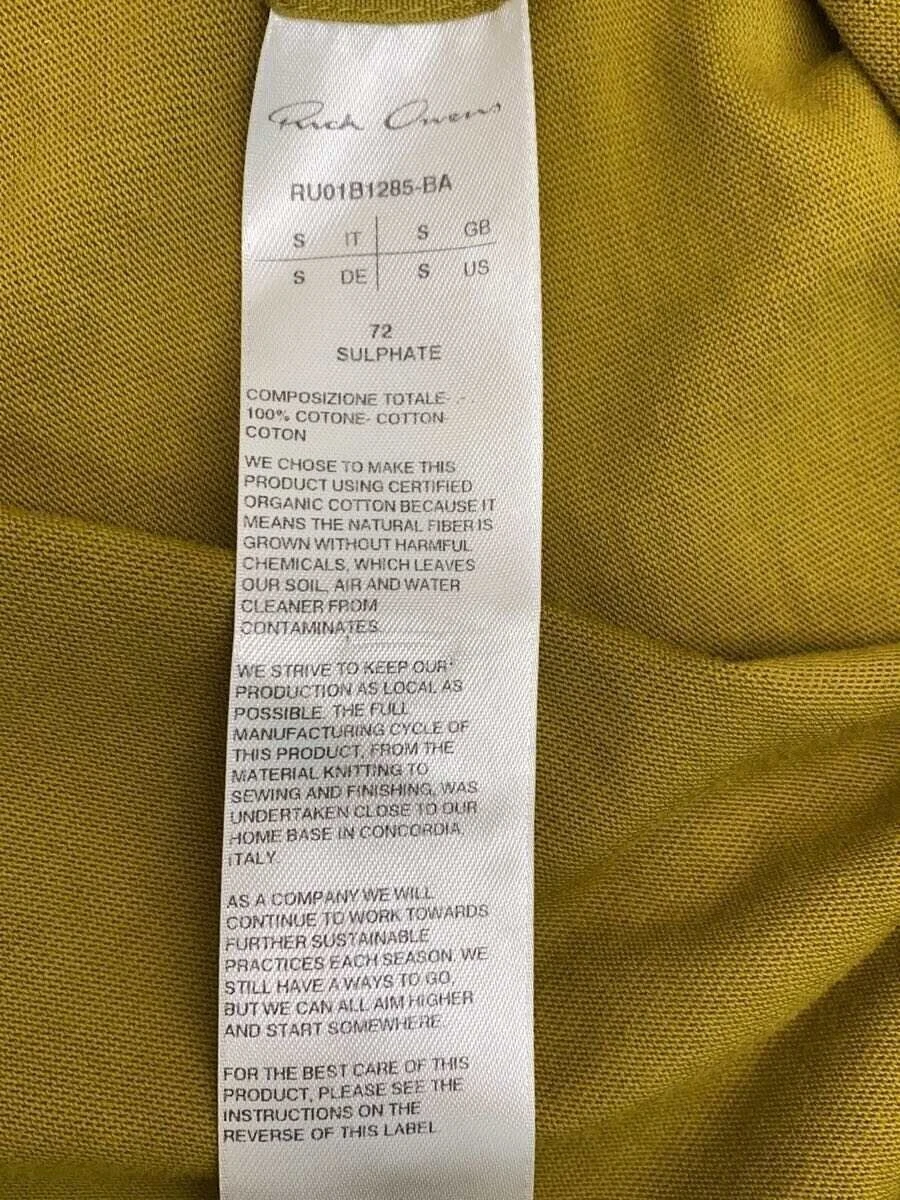 Felpa con cappuccio Rick Owens cotone YLW tinta unita Ru01b1285 ba usata