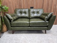 Designer Label Retro Modern 2 Seater In Green Leather RRP-£1899