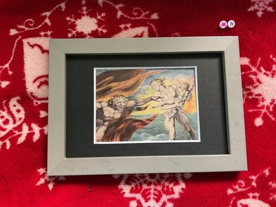 RELIGIÖSER MINIATUR KUNSTDRUCK, GERAHMT VINTAGE WILLIAM BLAKE