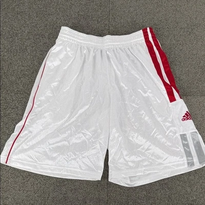 Adidas Shorts Mens Medium White Red Stripes Soccer Basketball 2011 Climalite - Image 1 of 4