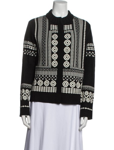 Chloé, Chloé Autunno 2004 Maglione Cardigan Lana Nero Avorio Fiera Isola Archivio Vintage L