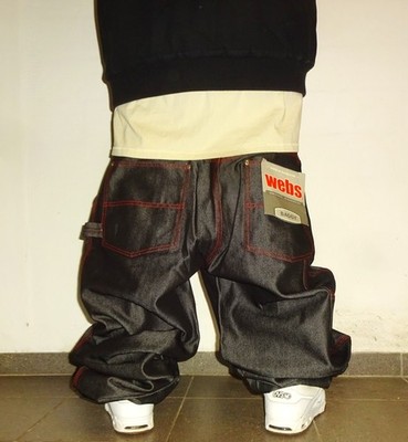 Vintage 90´s WEBS *shiny* ANTHRAZIT Baggy W38 L34 NEU & UNGETRAGEN m. Etikett