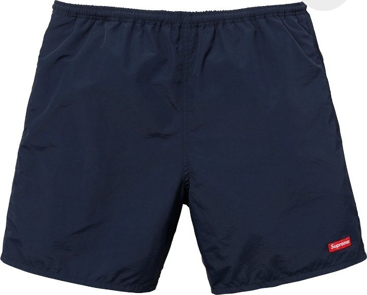 RARE Supreme Nylon Water Short Men’s Swim Shorts Navy S Logo Elastic Waist SS18