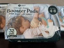 Naturally Nature Overnight Diaper Booster Pads. Pack of 32. Sizes 4-6.