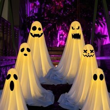 Halloween Decorations Outdoor Standing Ghost w/LED, Light up Spooky Ghost Decor