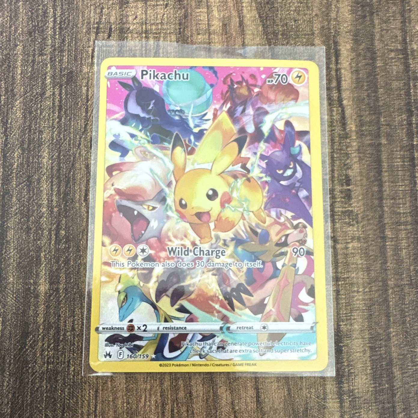 Pokémon TCG Pikachu 160/159 Secret Rare Full Art Holo poor centre centering