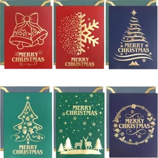 24 Pack Gold Foil Christmas Cards with Envelopes Elegant Holiday Greeting Set