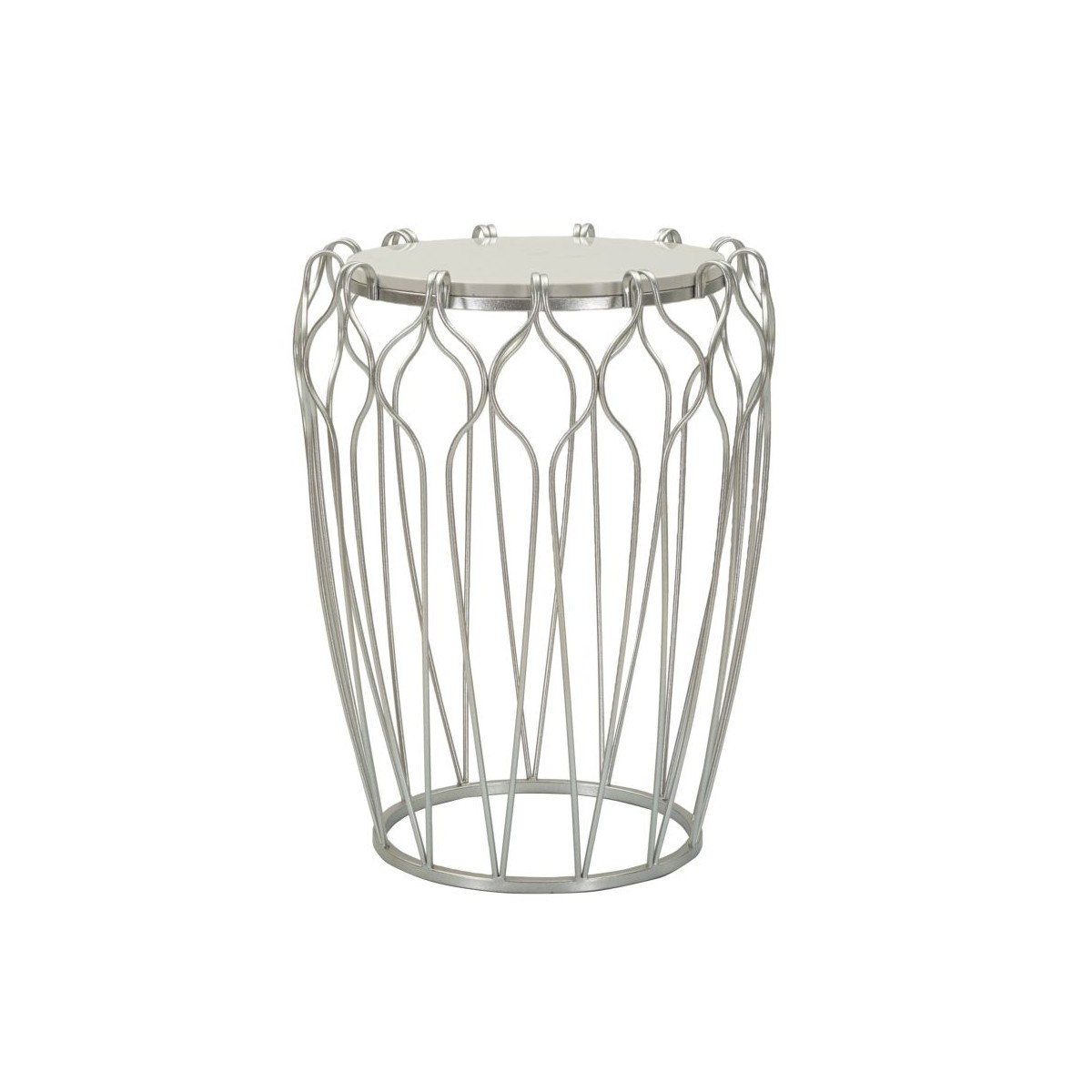 Table d'appoint en marbre Hook 61cm, piétement en acier couleur argent