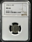 1955-S  10C  Roosevelt Dime NGC MS66    8699811-041