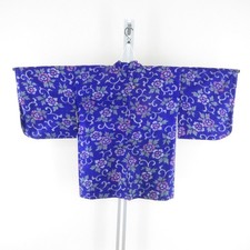 Antique Kimono Haori Silk Arabesque flower pattern Purple 29.7inch Women's