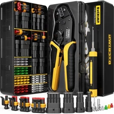 Waterproof Automotive Electrical Connectors Crimping Tool Kit, 1/2/3/4 Pin Wa...