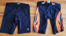 Lot of 2 TYR Mens Jammer Swimsuits Phoenix Blue/Orange SZ 30 Solid Blue SZ 29