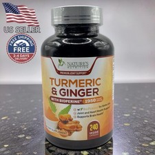 Nature's Nutrition Turmeric  Ginger Supplement 1950mg, 240 Veggie Capsules