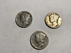 1927 and 1927d and 1927s Mercury Dimes - set break Low opening bid at melt