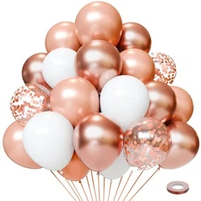 50 Globos Metalicos Rose Gold Confeti 12 Inch Decoracion Para Cumpleaños Mujer