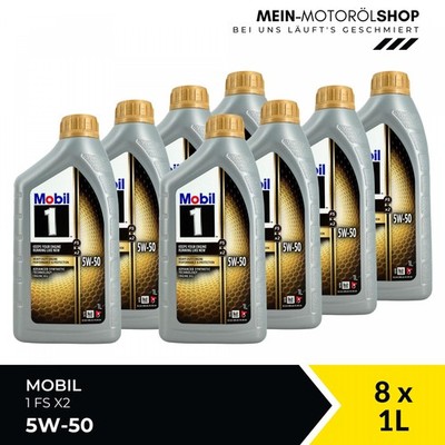 Mobil 1 FS X2 5W-50 Mercedes MB Fiat Porsche Lexus Motoröl 8x1 Liter = 8 Liter