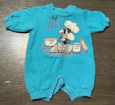 Vintage Looney Tunes Baby Sylvester Blue Romper Infant 0-3M Snap Closure 1997