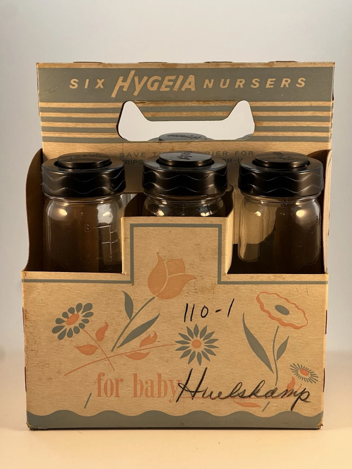 1960s HYGEIA Nursers Glass Baby Bottles 6 Pack